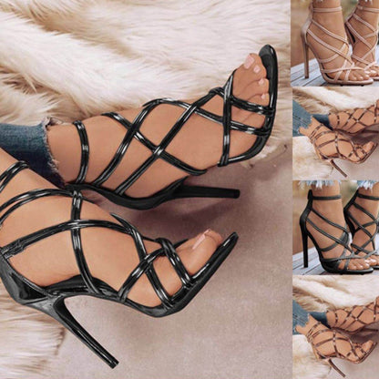 Sexy Women Shoes High Heels 11CM Rome Cross Strap Stiletto Ladies Gladiator Sandals Heels Shoes Summer Casual Party Pumps 2022