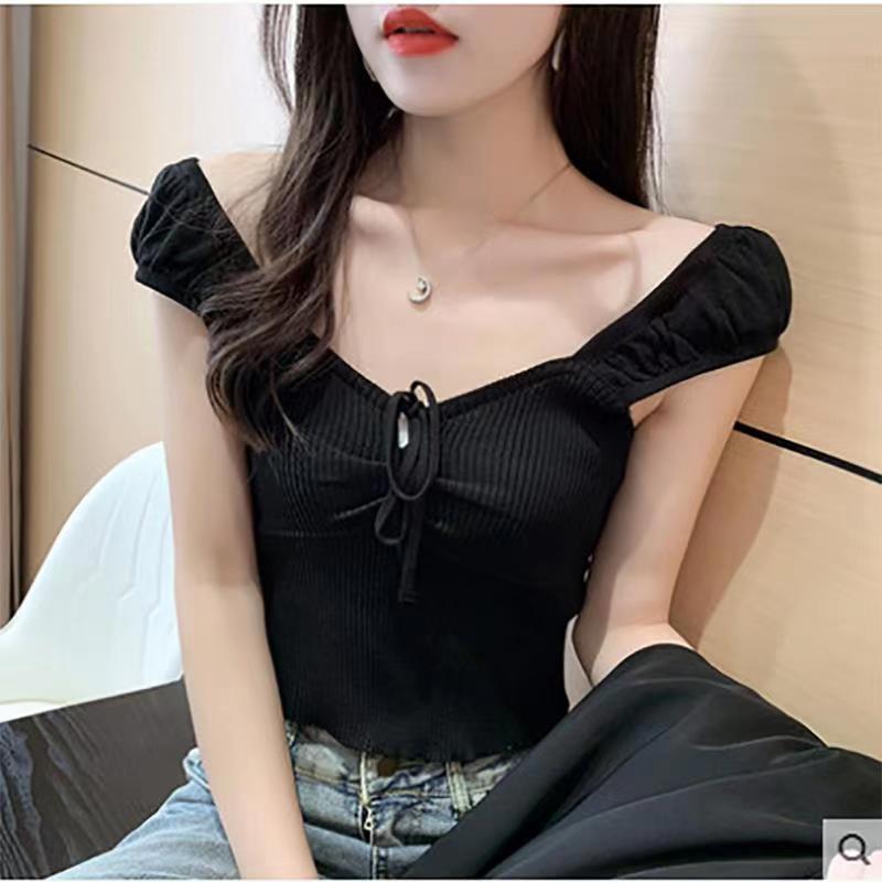 Y2K Solid color Ruched Tie Up Crop Top Summer Backless Harajuku Tank Top Female Off Shoulder Cute Vest Women Party Beach New