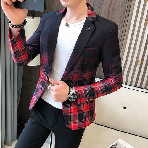 Men Blazer Fashion Business Casual Slim Suit Jacket Large Size Casual