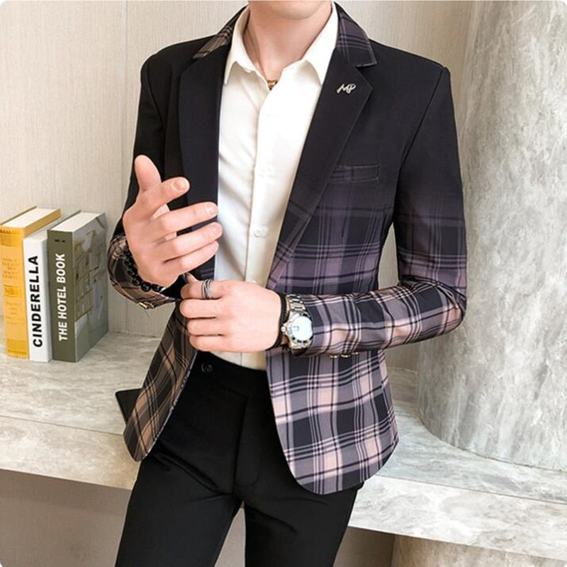 Men Blazer Fashion Business Casual Slim Suit Jacket Large Size Casual