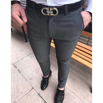 Men&#39;s Fashion Casual Pants Social Business Slim Fit Tight Long Trousers Elasticity Formal Office Suit Dress Streetwear Clothing