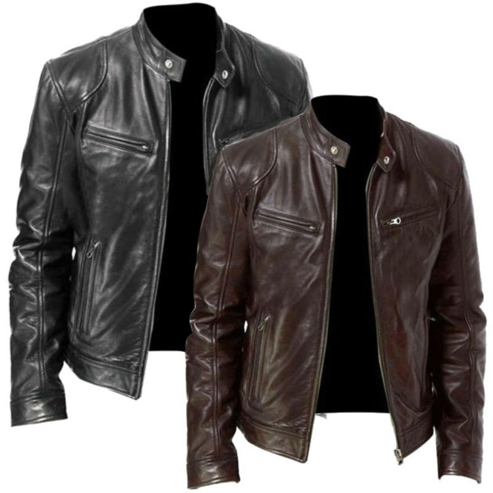 Fashion chic coat for men, zipper men motorcycle jackets long sleeve