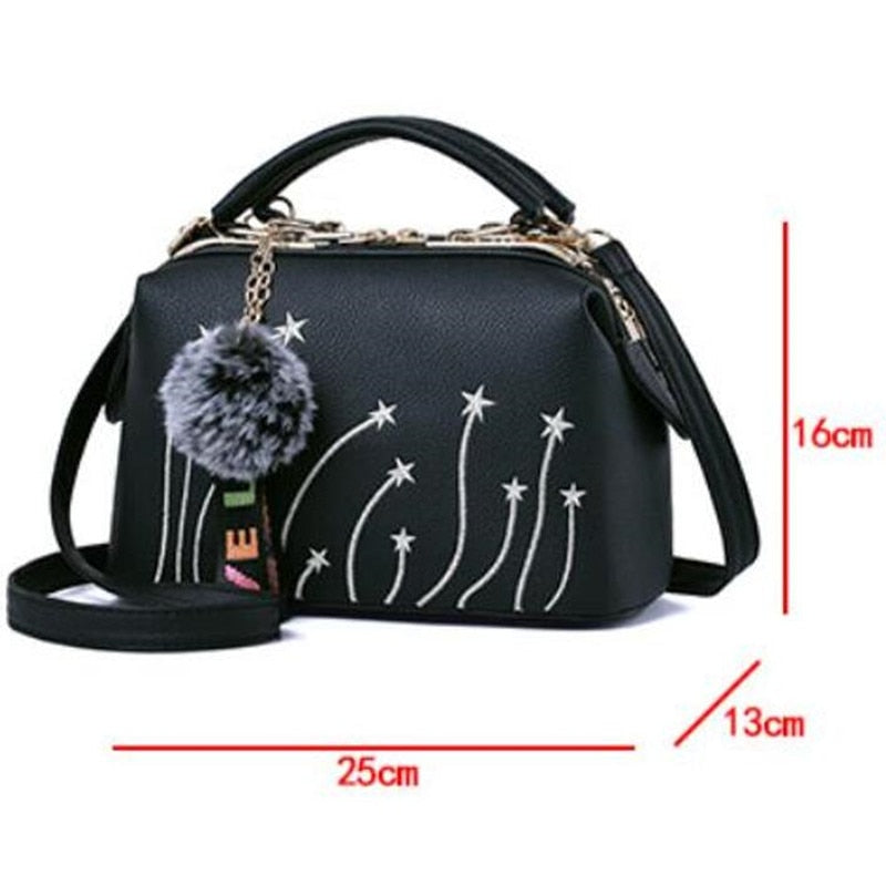 Women&#39;s Motorcycle Youthful And Elegant Bag New Korean Version Embroidery Line Fashion Crossbody Shoulder Bag Tianmei 25X13X16cm