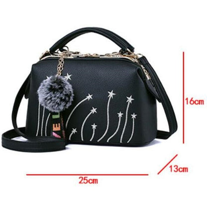 Women&#39;s Motorcycle Youthful And Elegant Bag New Korean Version Embroidery Line Fashion Crossbody Shoulder Bag Tianmei 25X13X16cm