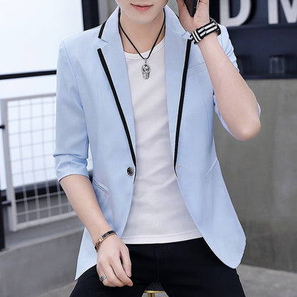 Sleeve Small Suit jackets Youth Summer Ultra-Slim blazer Handsome Trend Splicing blazer