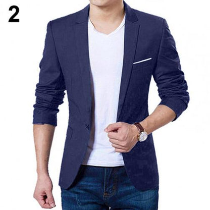 Business  Male Suits Slim Formal Formal Dress Waistcoat  One Button Lapel Long Sleeve Pockets Top Male blazer suit  بلايز