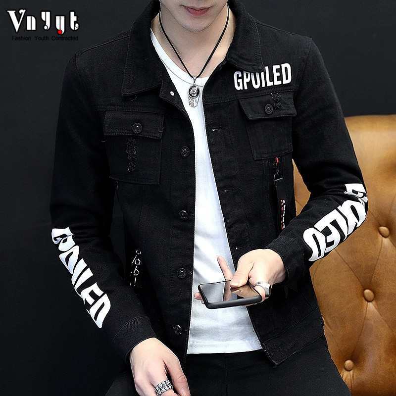 Fashion Hip Hop White Denim Jacket Male Cowboy Ripped Hole Denim Jacket