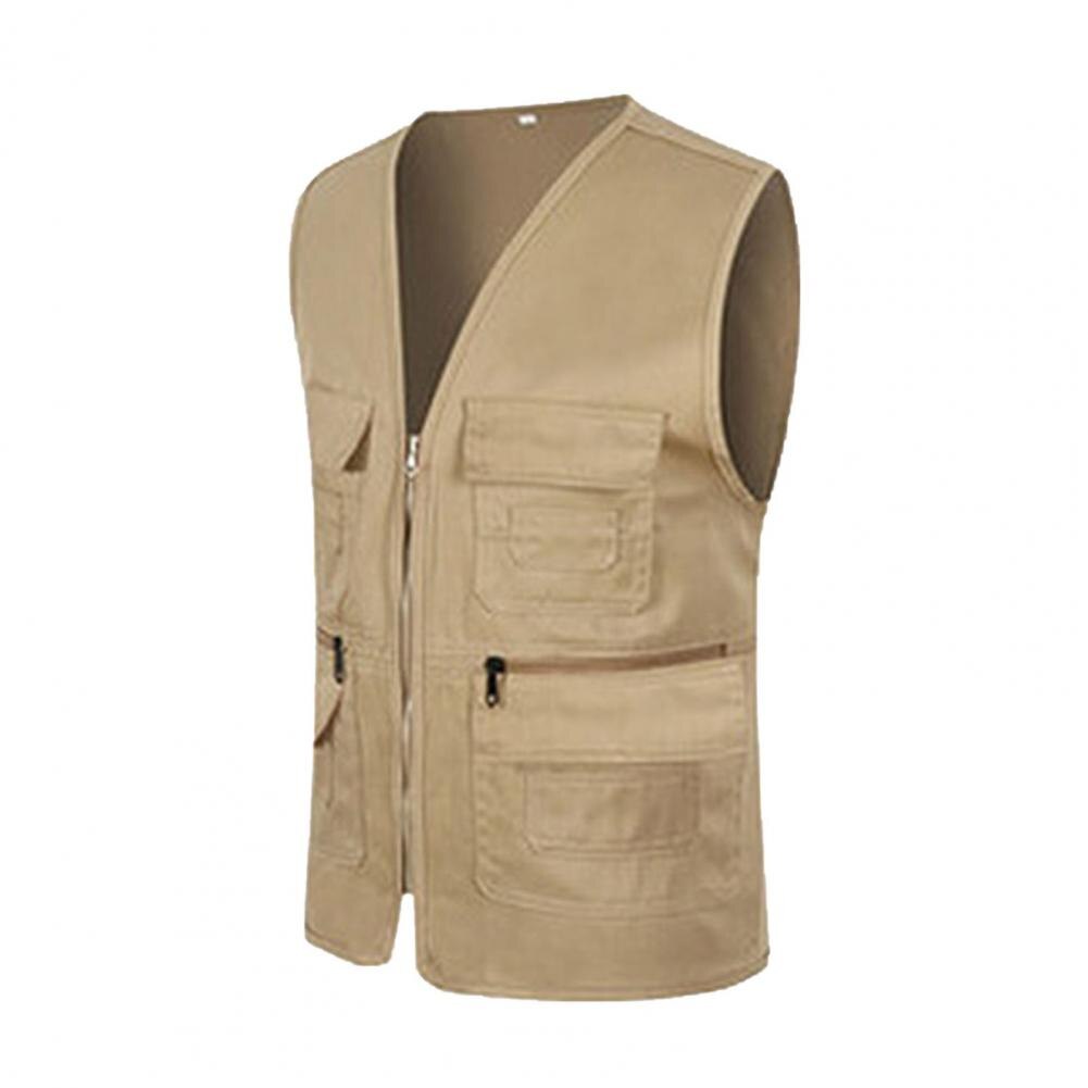 Fishing Jacket Quick-drying Vest Men Waistcoat Solid Color V Neck