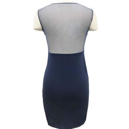 Elegant Blue Lace Patchwork Sexy Pencil Dress Women