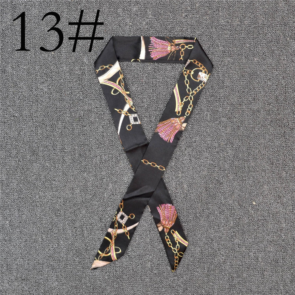 New Silk Small Women Fashion Scarf Hair Band Bags Handle Decoration Tie Multifunction Hand Ribbon Scarf Multifunctional