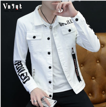 Bomber Thin Ripped Denim Jacket Male Cowboy Jeans jackets