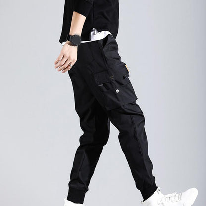 Fashion Men Pants Solid Color Thin Male Men Beam Feet Cargo Pants for Daily Life