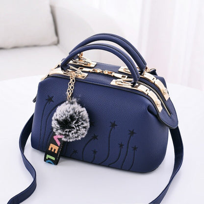 Women&#39;s Motorcycle Youthful And Elegant Bag New Korean Version Embroidery Line Fashion Crossbody Shoulder Bag Tianmei 25X13X16cm