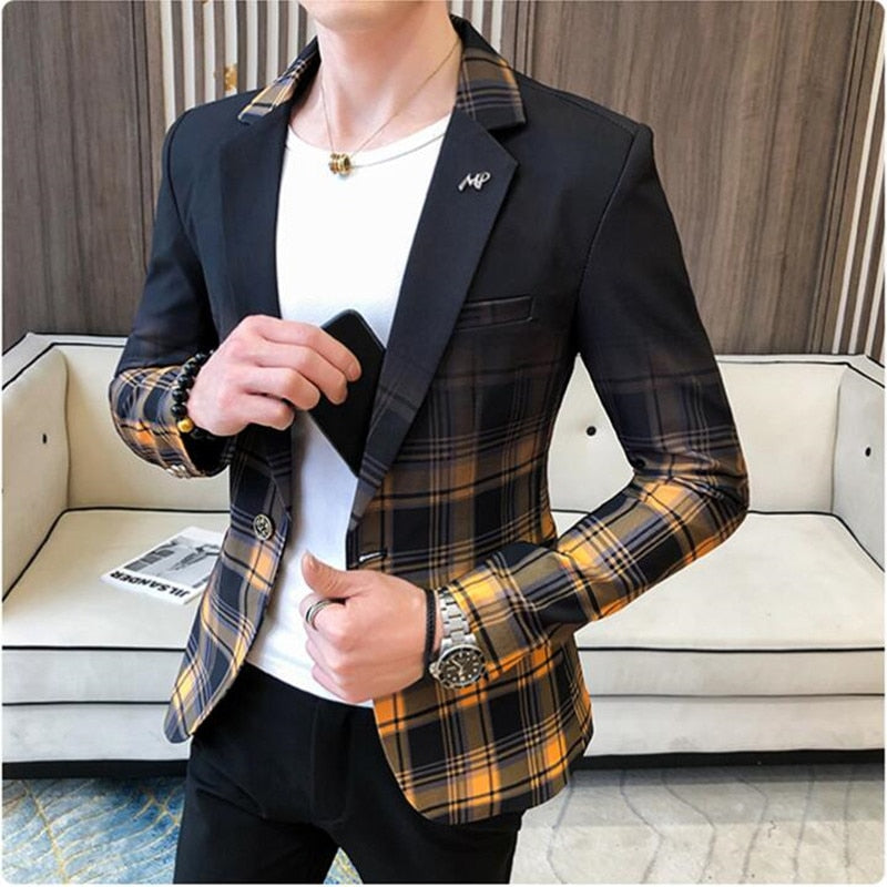 Men Blazer Fashion Business Casual Slim Suit Jacket Large Size Casual