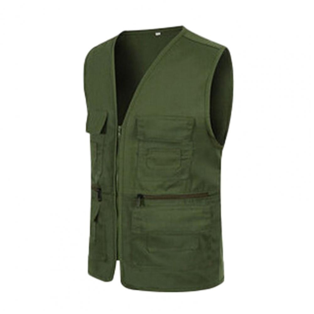 Fishing Jacket Quick-drying Vest Men Waistcoat Solid Color V Neck