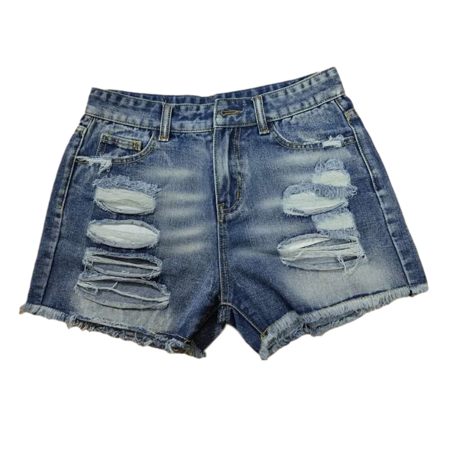 Women&#39;s Short Denim Jeans High Waist Bleached Ripped Holes Shorts Leisure Denim Pants Garment for Female Summer Wear