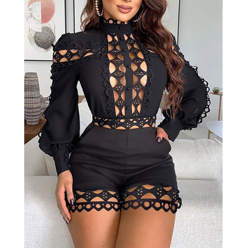 Sexy Fashion Playsuits Women Long Sleeve Skinny Nightclub Overall