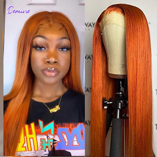 Orange Ginger Color Lace Front Wigs Brazilian Remy Hair Straight Front Wig Human Hair Orange Ginger Wig Human Hair Pre Plucked