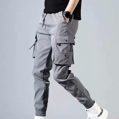 Fashion Men Pants Solid Color Thin Male Men Beam Feet Cargo Pants for Daily Life