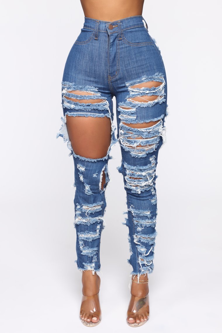 New Fashion Woman Ripped Jeans High Waist Stretch Denim Pencil Pants Street Trendy