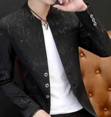 Men Casual Collar Blazers Youth Handsome Trend Slim Print Blazers 5XL 6XL