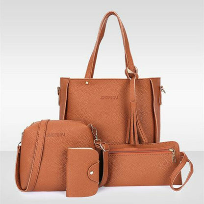 4pcs Women Fashion Solid PU Leather