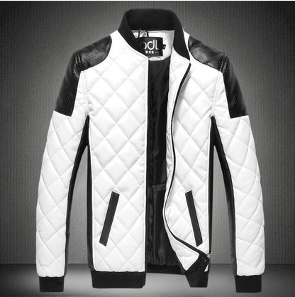 Men Clothing of Water Washing Leather Fashion Diamond Jacket Warm Spell Color