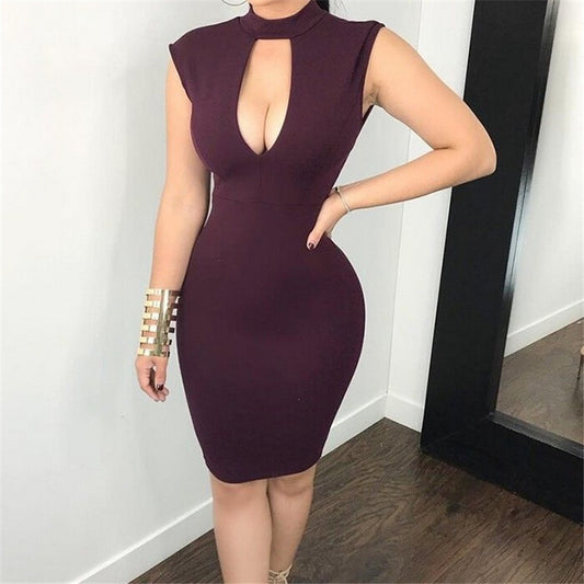 Fashion Womens Dress Sexy Casual Summer Short Mini Dress Party Evening Bodycon Sleeveless Dresses Wine Red Dresses Vestidos