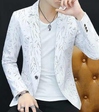 Men Casual Collar Blazers Youth Handsome Trend Slim Print Blazers 5XL 6XL