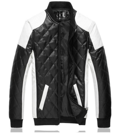 Men Clothing of Water Washing Leather Fashion Diamond Jacket Warm Spell Color