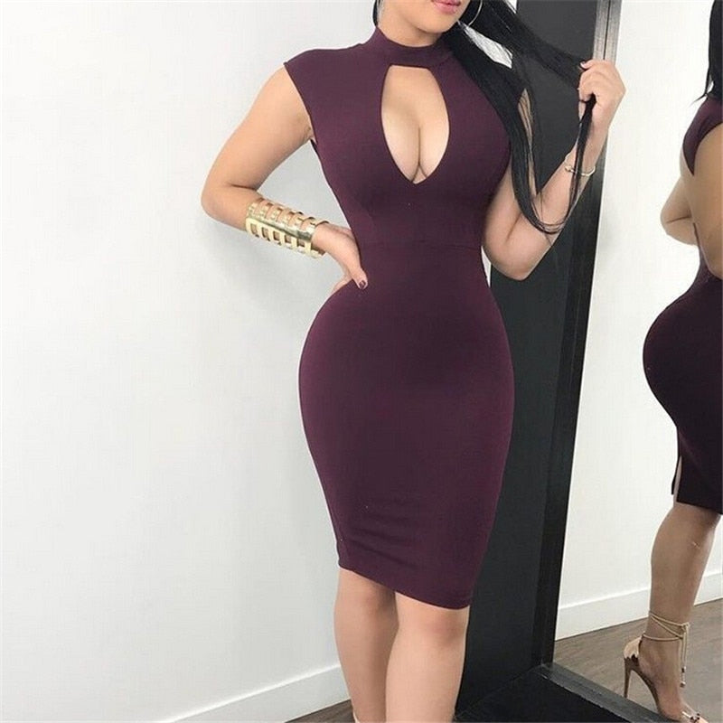 Fashion Womens Dress Sexy Casual Summer Short Mini Dress Party Evening Bodycon Sleeveless Dresses Wine Red Dresses Vestidos