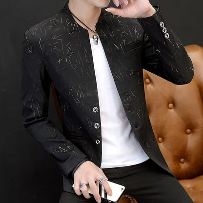 Men Casual Collar Blazers Youth Handsome Trend Slim Print Blazers 5XL 6XL