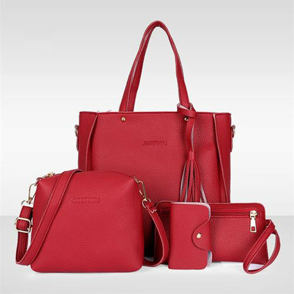 4pcs Women Fashion Solid PU Leather