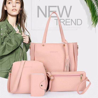 4pcs Women Fashion Solid PU Leather