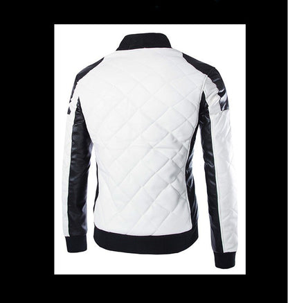 Men Clothing of Water Washing Leather Fashion Diamond Jacket Warm Spell Color