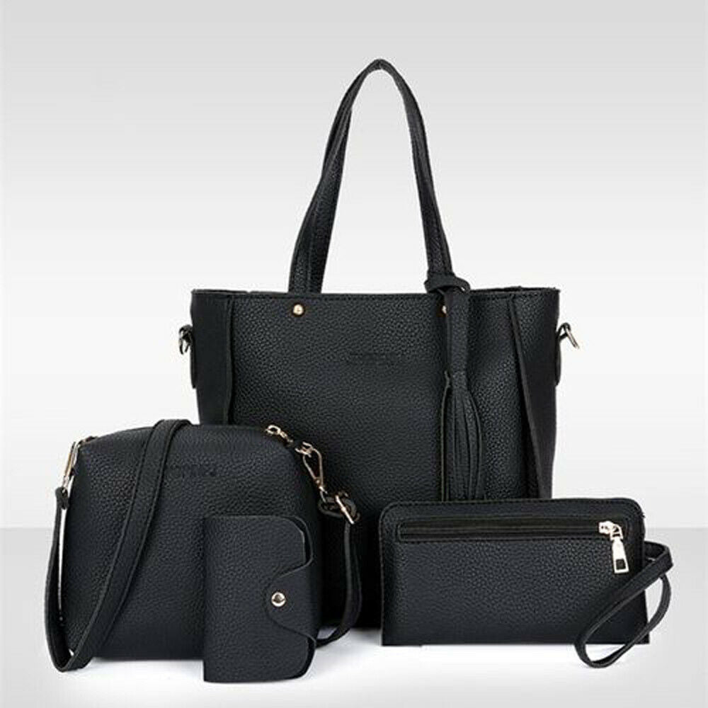 4pcs Women Fashion Solid PU Leather