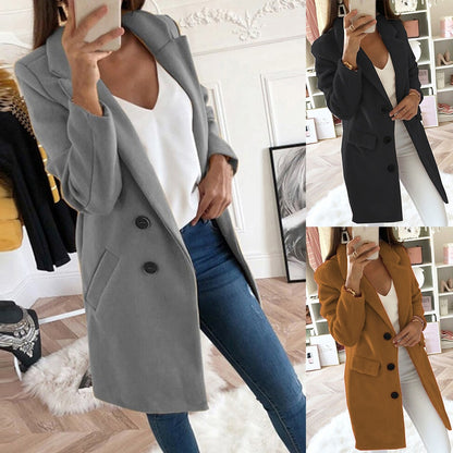 Women Wool Jacket Female Long Sleeve Winter Coat