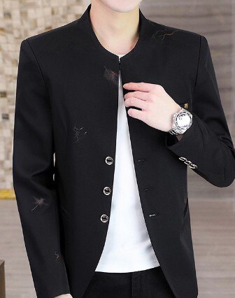 Men Fashion Slim-fit Blazer color Casual Spring Print suit jacket