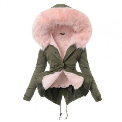 Women fall long-sleeve plush spring thin plus size spring coat with hood