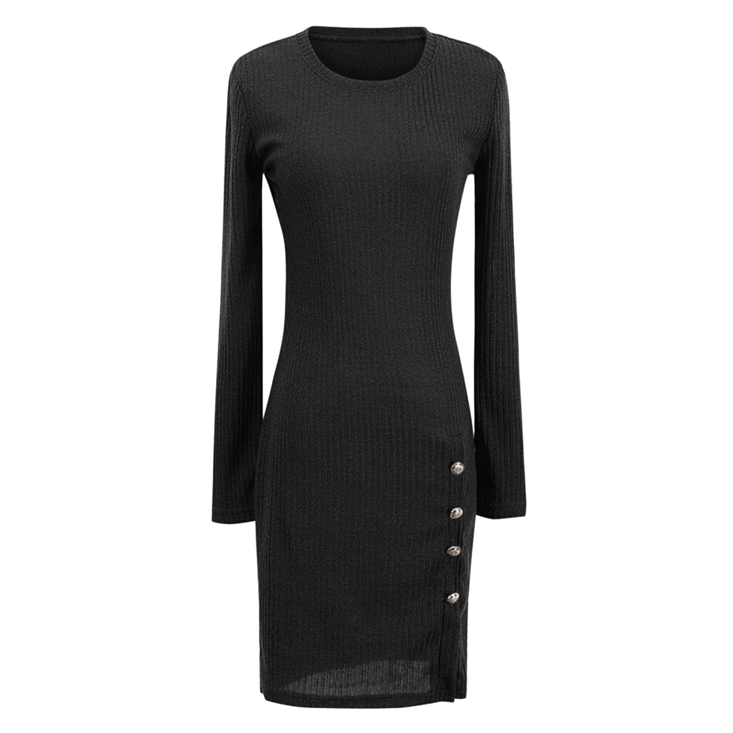 Fashion knitted Sweater Dresses For Women Elegant Ladies Button