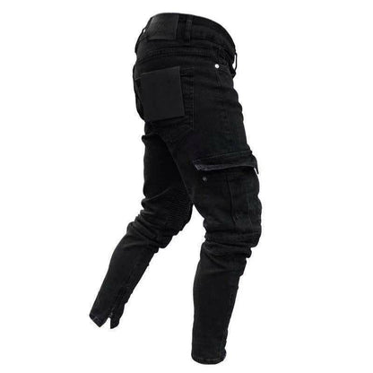 MEN BIKER RIPPED TROUSERS SKINNY JEANS