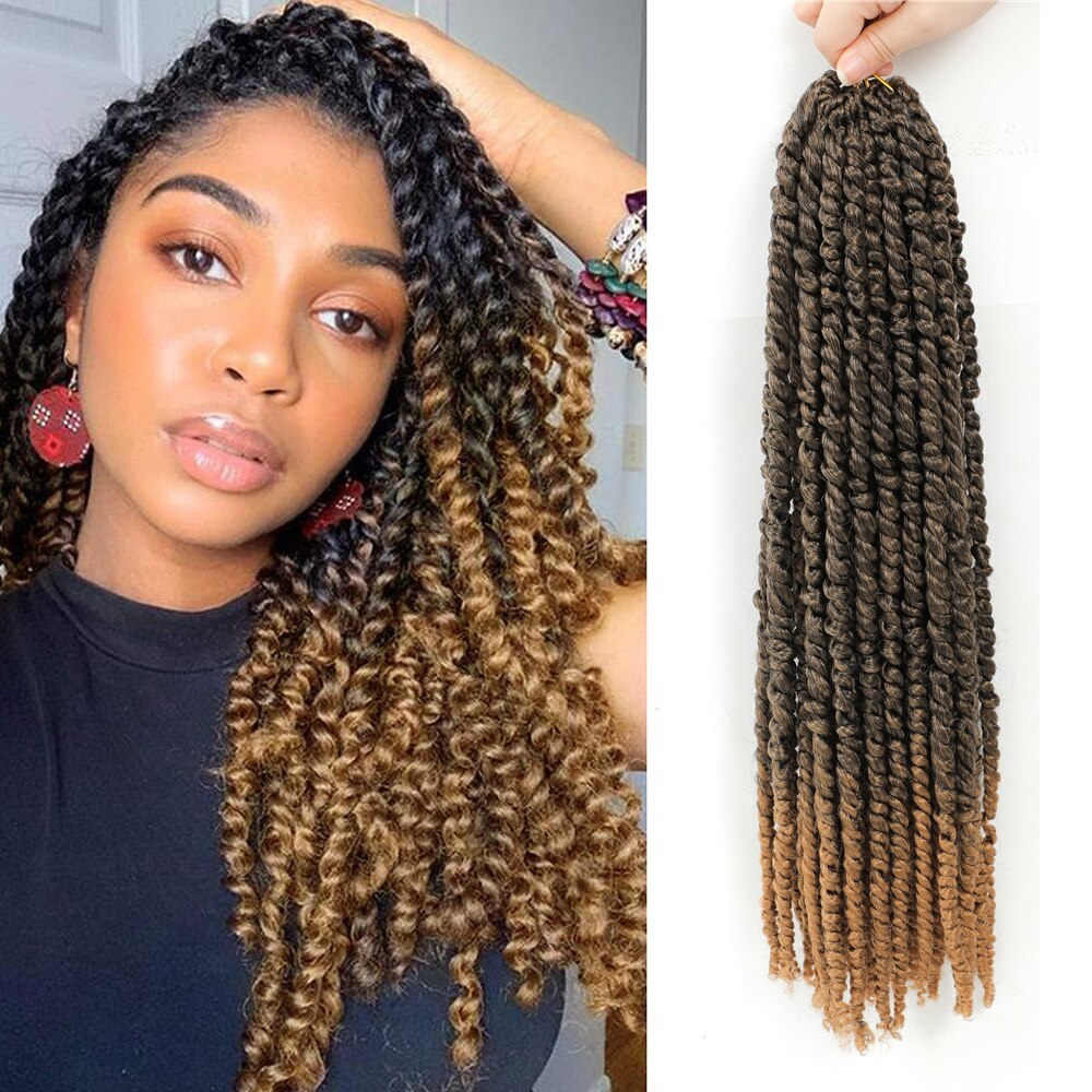 Passion Twist Crochet Hair Ombre Brown Water Wave Hair Pre-looped Crochet Braids Hair