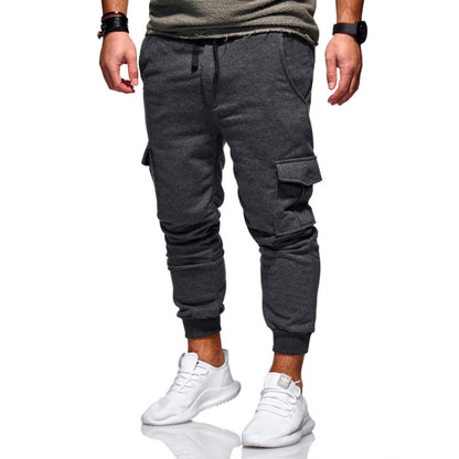 Plus Size Men Cargo Pants Side Pockets Solid Hip Hop Casual Pants Male Joggers Trousers Fashion Casual Streetwear Pants