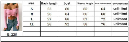 V Neck tshirt Elegant Party Club Tee Shirt Femme Dames Streetwear Women Summer Long Sleeve T Shirt Off Shoulder Crop Top