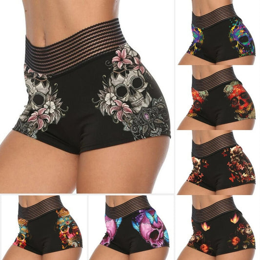 Womens Skinny Rose Shorts Gothic Sexy Shorts Fashion Shorts Plus Size