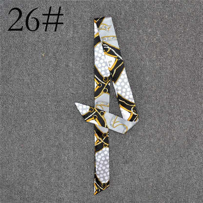 New Silk Small Women Fashion Scarf Hair Band Bags Handle Decoration Tie Multifunction Hand Ribbon Scarf Multifunctional