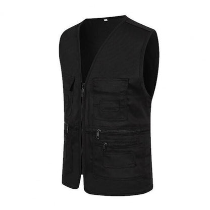 Fishing Jacket Quick-drying Vest Men Waistcoat Solid Color V Neck