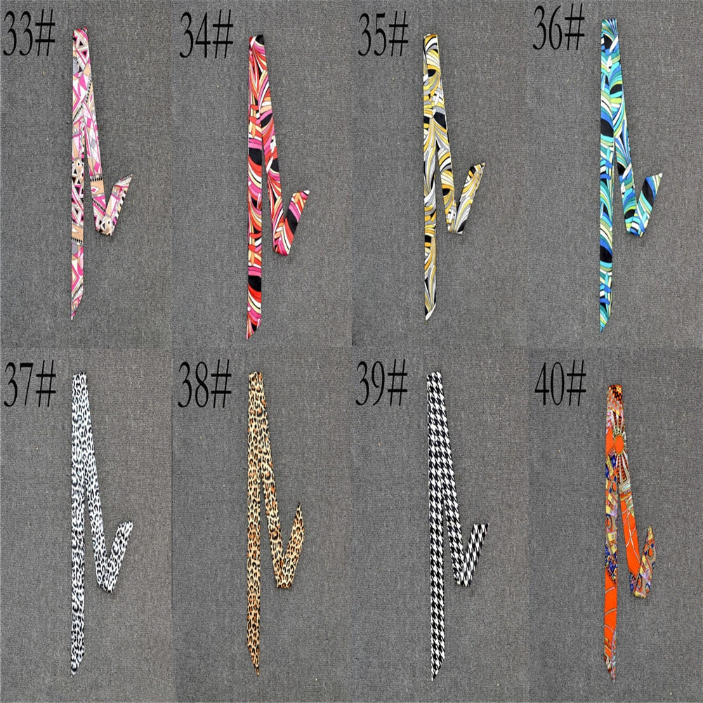 New Silk Small Women Fashion Scarf Hair Band Bags Handle Decoration Tie Multifunction Hand Ribbon Scarf Multifunctional