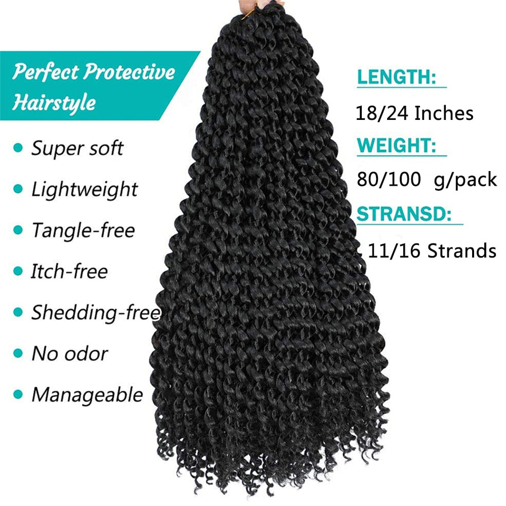 Passion Twist Crochet Hair Ombre Brown Water Wave Hair Pre-looped Crochet Braids Hair