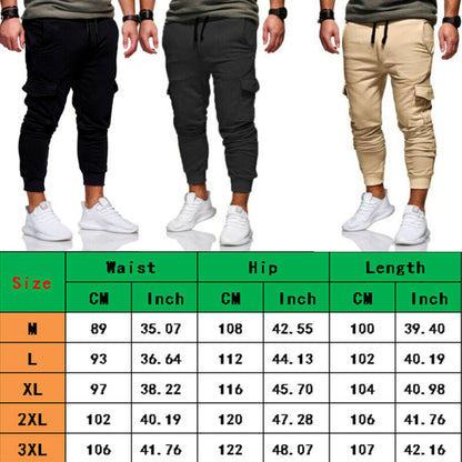 Plus Size Men Cargo Pants Side Pockets Solid Hip Hop Casual Pants Male Joggers Trousers Fashion Casual Streetwear Pants